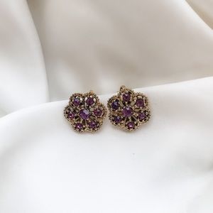 Vintage 20s Floral Clip Earrings